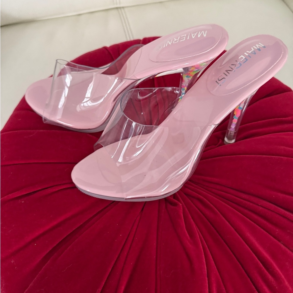 Barbie Pink Clear Heeled Sandals